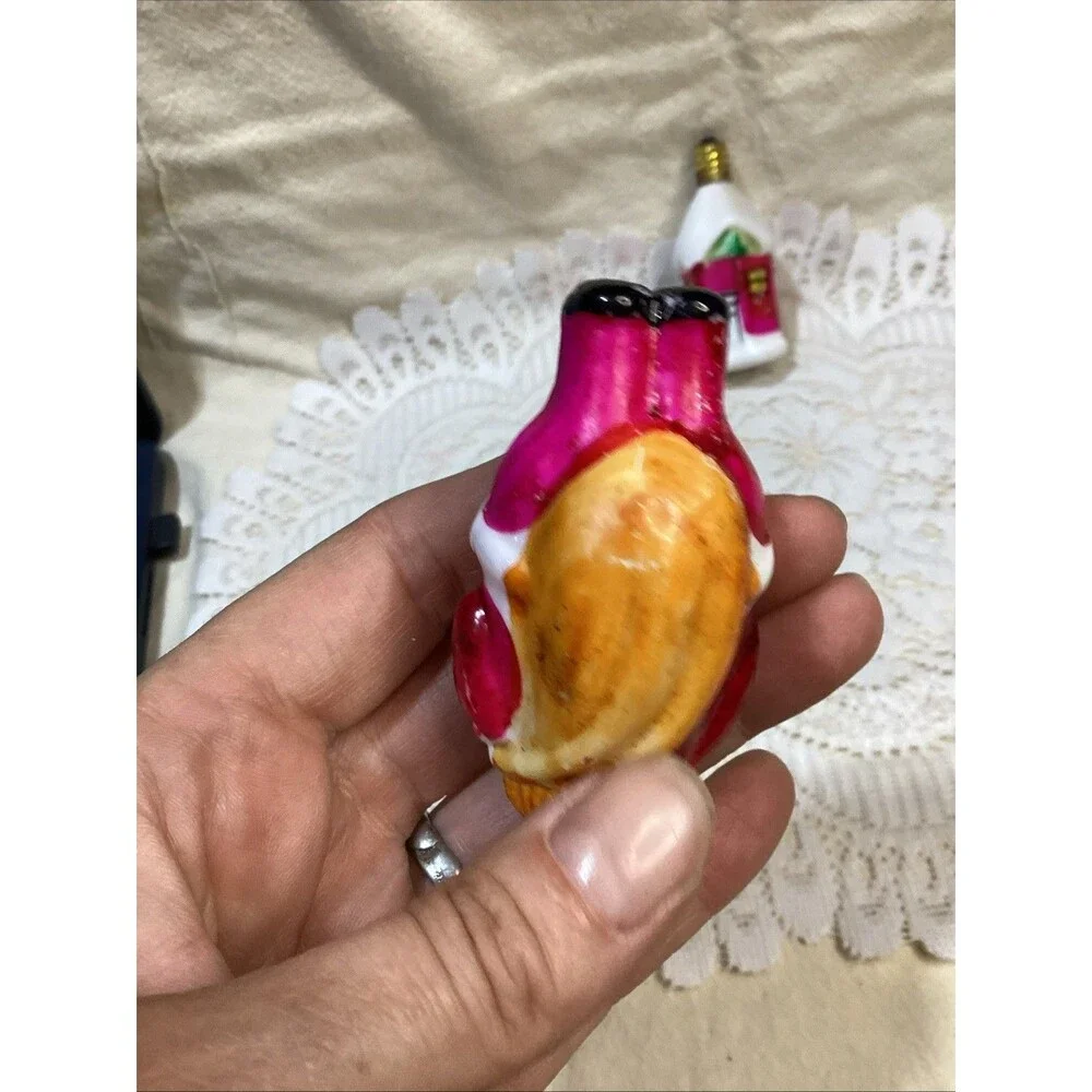 Antique Figural Milk Glass Santa Claus & Mini House Light Bulb Untested Japan